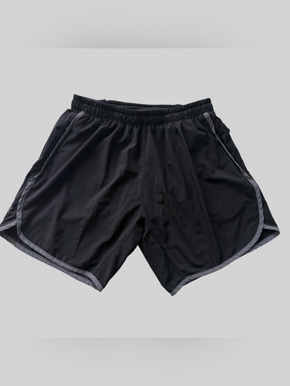 Rabbit Running Shorts Black Gray Zipper Pockets Liner